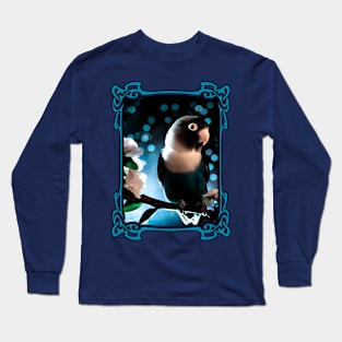 Pretty Blue Black Masked Lovebird Long Sleeve T-Shirt